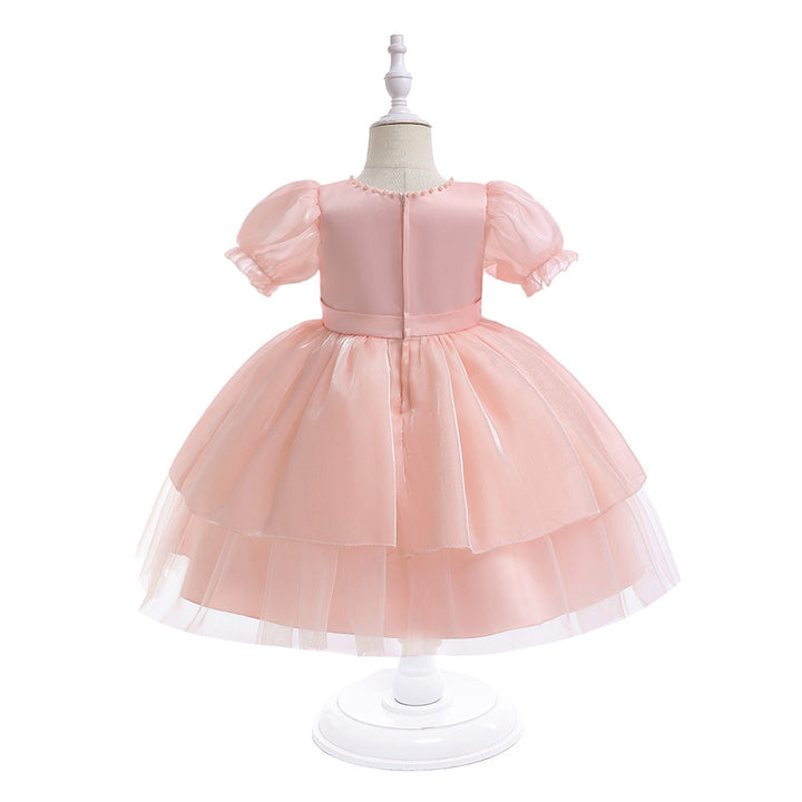 Latest Short Sleeve Ruffle Frocks with Bow for Pretty Little Girl - Bridal Party Dresses