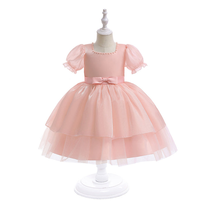 Latest Short Sleeve Ruffle Frocks with Bow for Pretty Little Girl - Bridal Party Dresses
