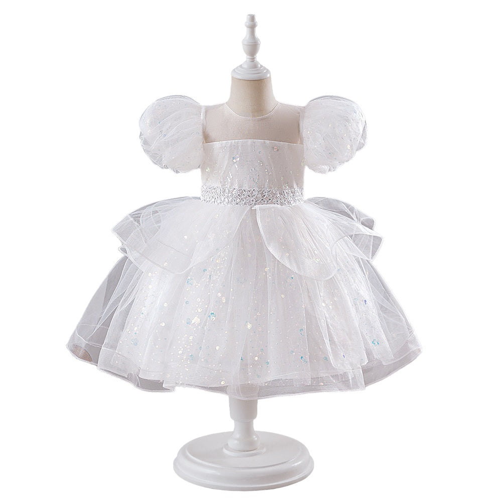 Summer Princess Ball Gown with Tulle Floral Decorations-Dresses for Teen Girls