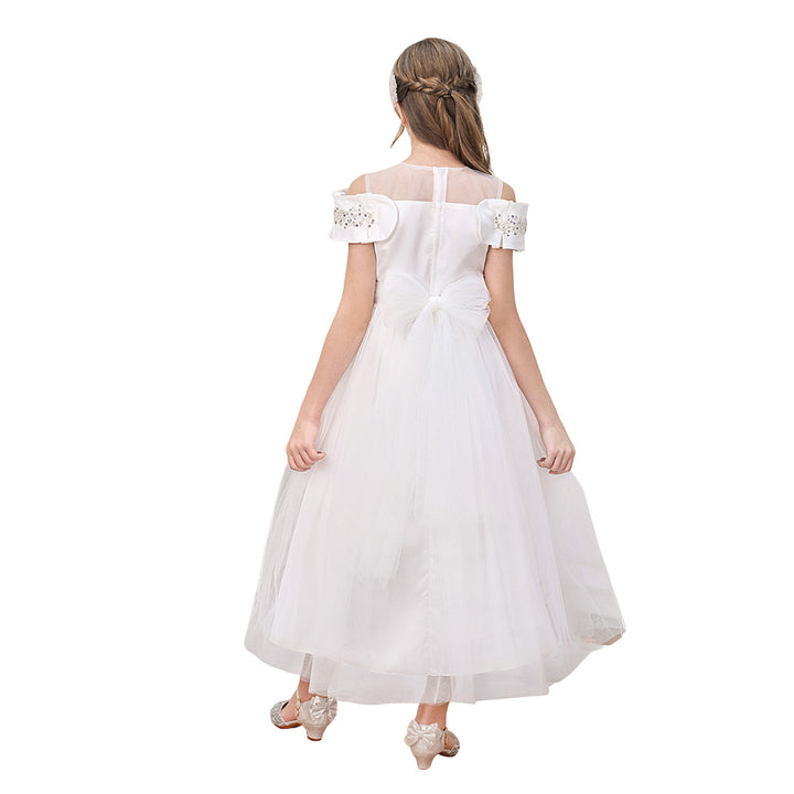 Designer Sequined White Lace Graduation Party Dress for Girls