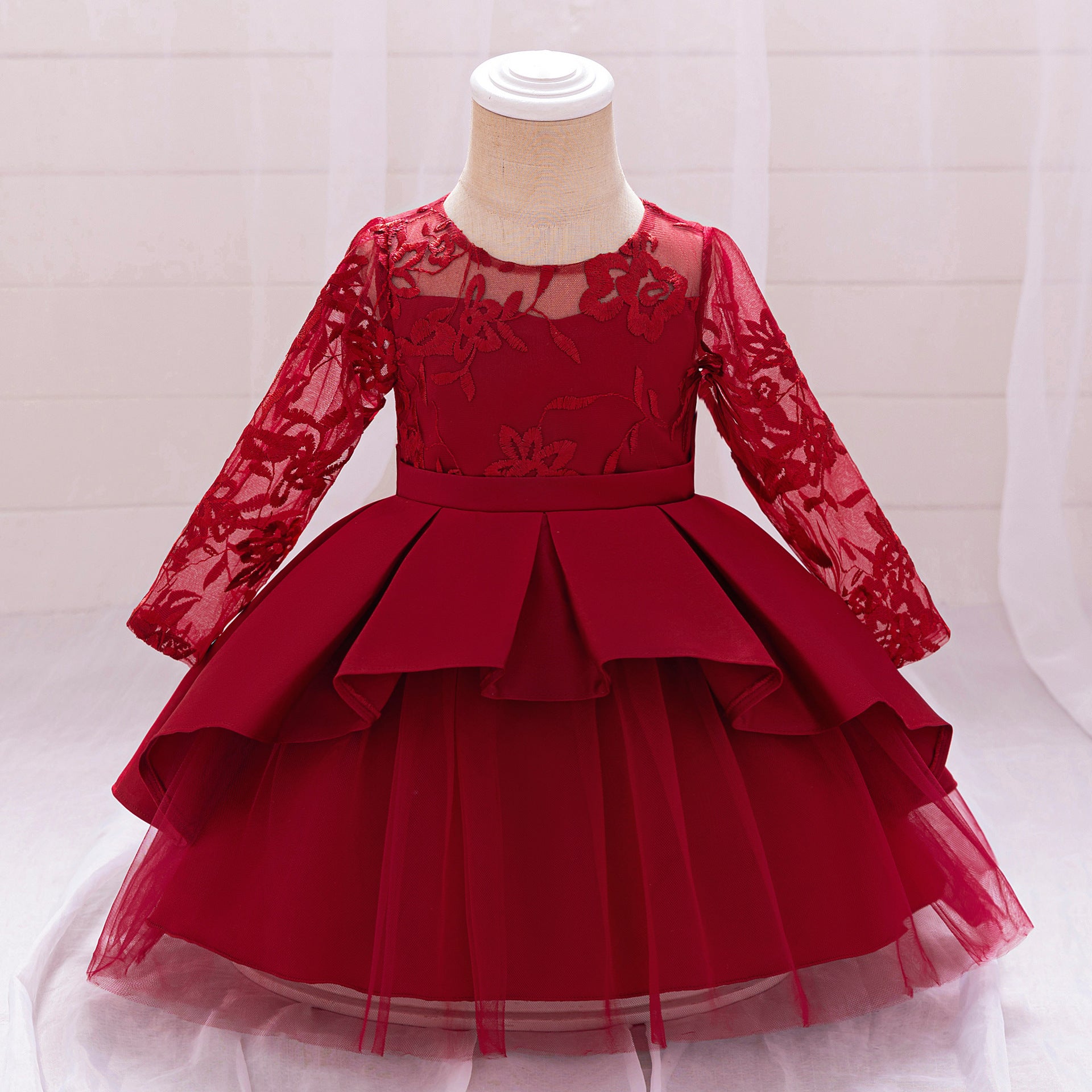 Flower Princess  Long Sleeves Pretty Girl  Birthday Party  Gowns Dress
