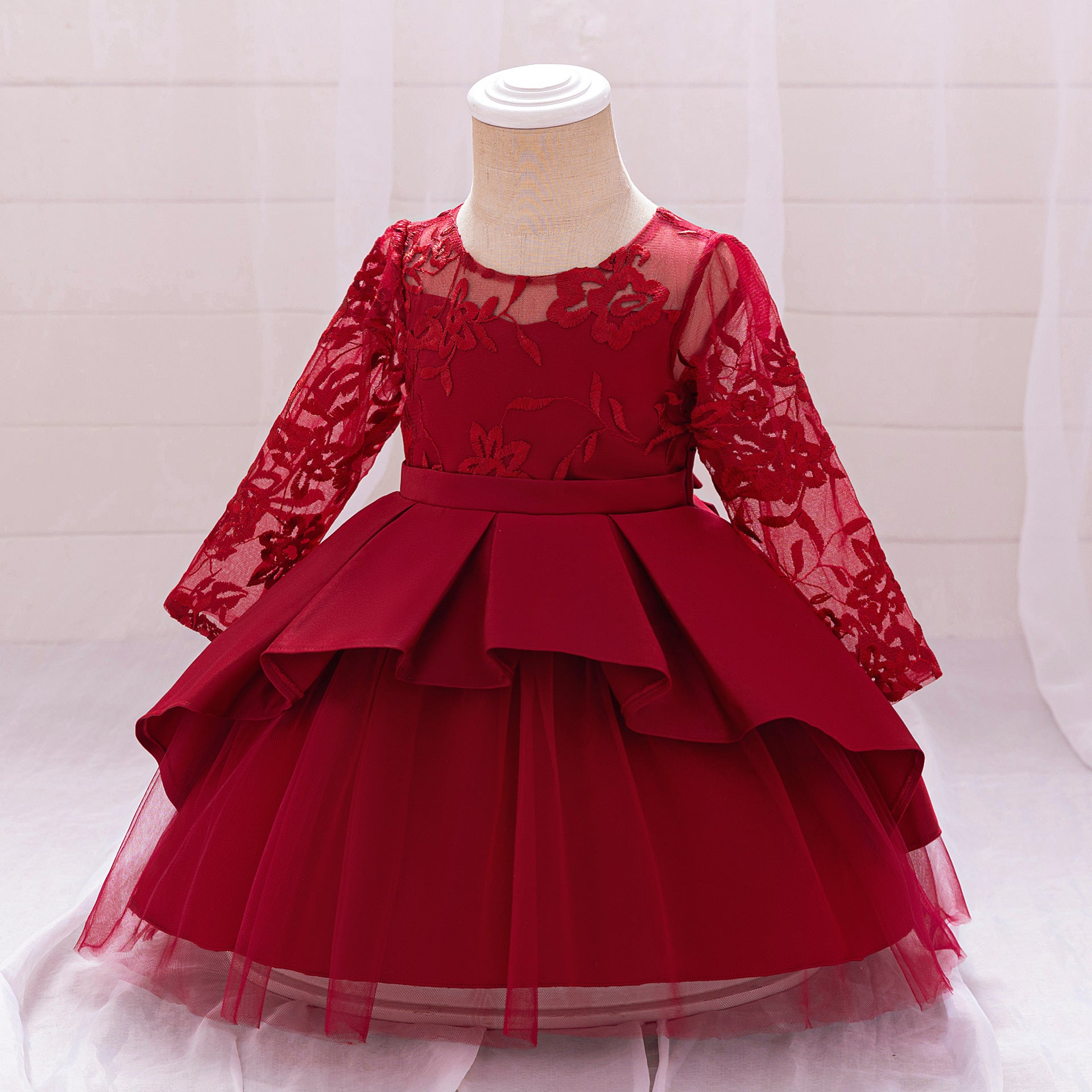 Flower Princess  Long Sleeves Pretty Girl  Birthday Party  Gowns Dress