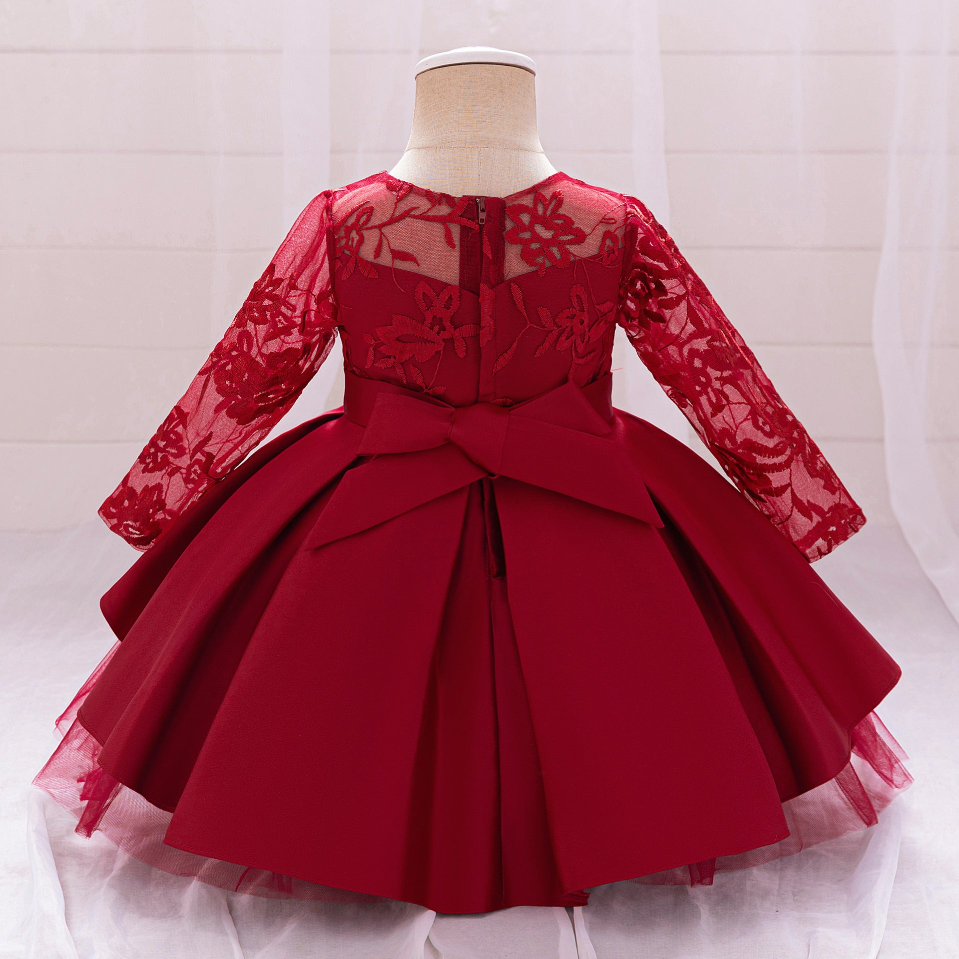 Flower Princess  Long Sleeves Pretty Girl  Birthday Party  Gowns Dress