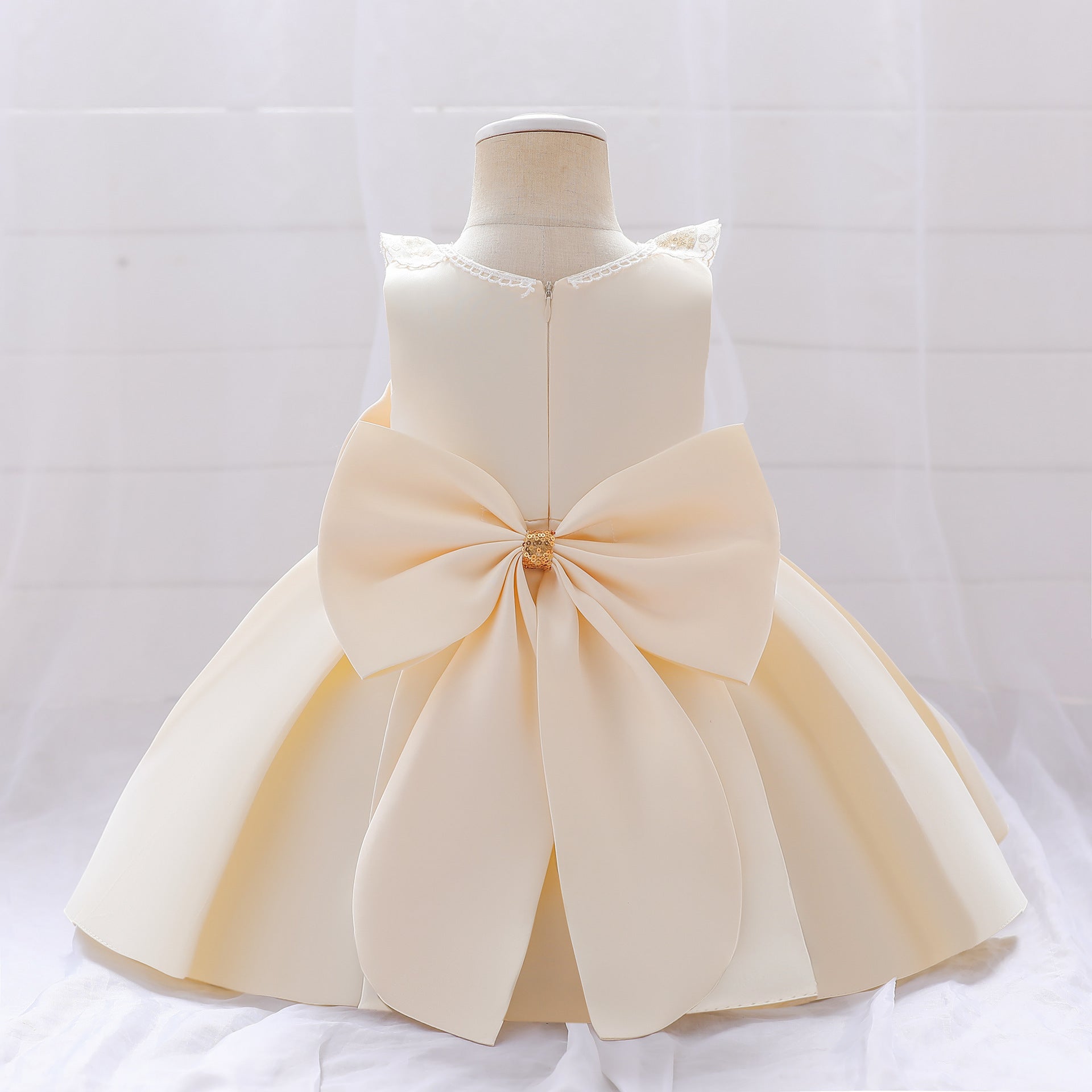 Casual Sequin Princess Style Bow Summer Dress for Baby Girls Party