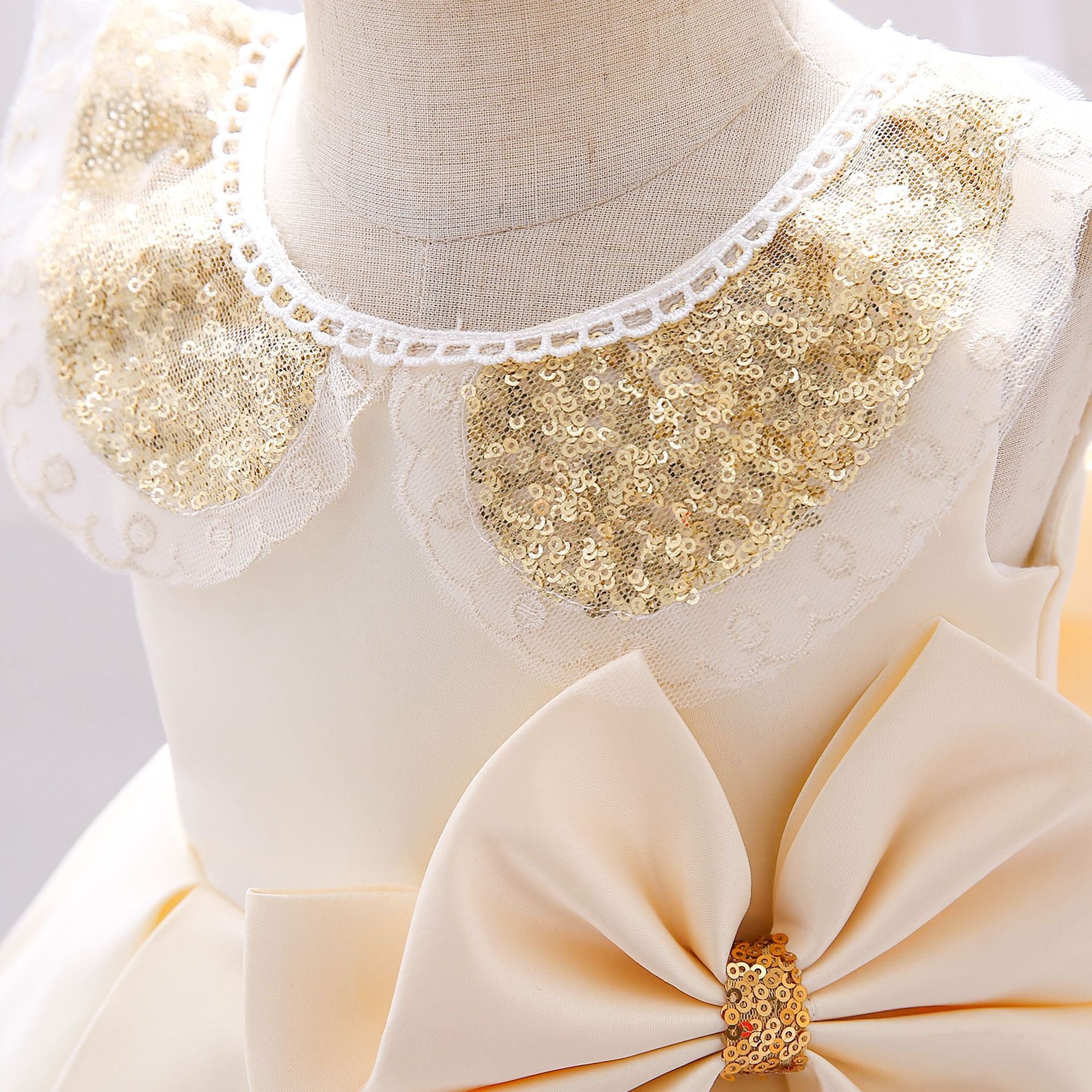 Casual Sequin Princess Style Bow Summer Dress for Baby Girls Party