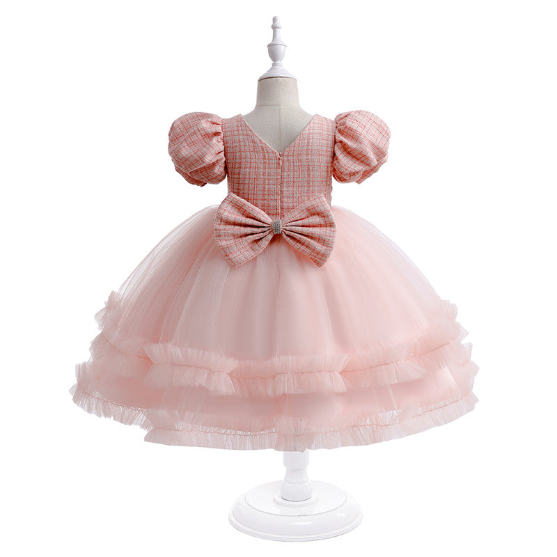Short Sleeves Little Girls Gown Dresses-Tulle Flower Girl Wedding Dresses