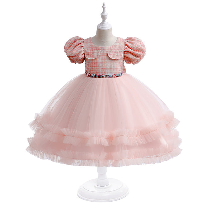 Short Sleeves Little Girls Gown Dresses-Tulle Flower Girl Wedding Dresses
