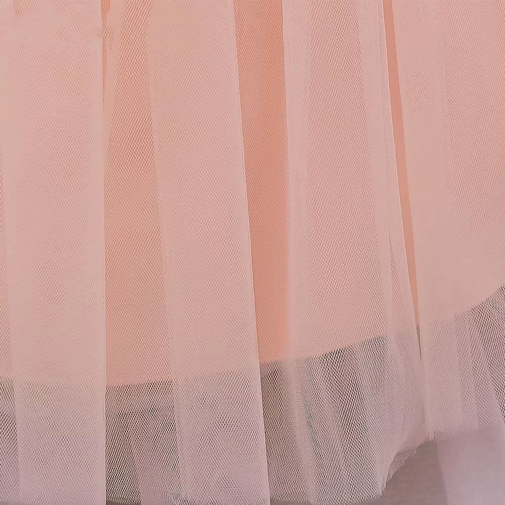 Satin Short Puff Sleeve Ball Gown for Baby Girl Birthday Dress