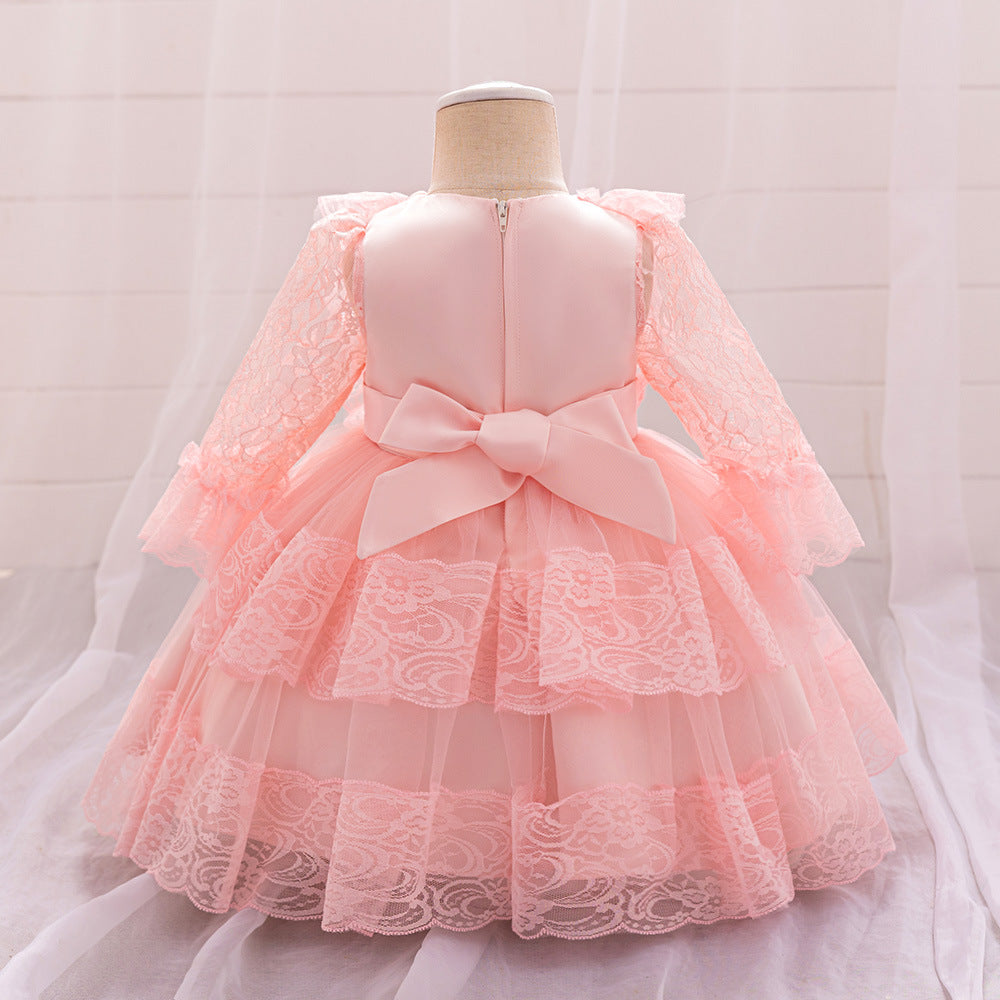Evening  Party Flower Baby Girl Dress-Summer Performance Pink Dress