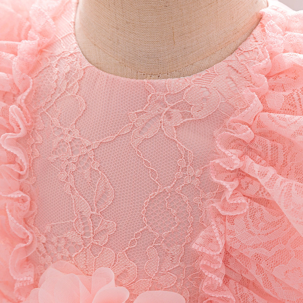 Evening  Party Flower Baby Girl Dress-Summer Performance Pink Dress