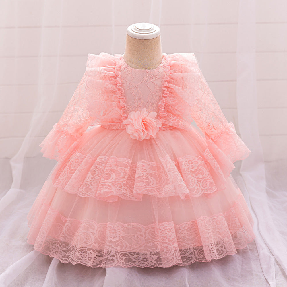 Evening  Party Flower Baby Girl Dress-Summer Performance Pink Dress