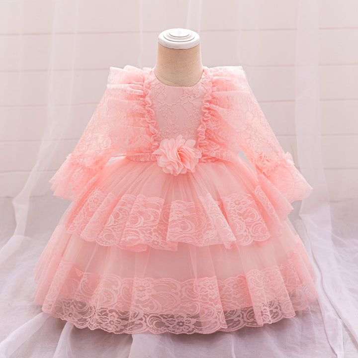 Evening  Party Flower Baby Girl Dress-Summer Performance Pink Dress