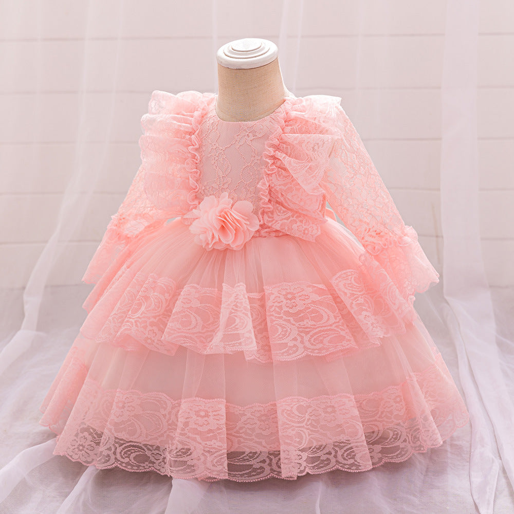 Evening  Party Flower Baby Girl Dress-Summer Performance Pink Dress