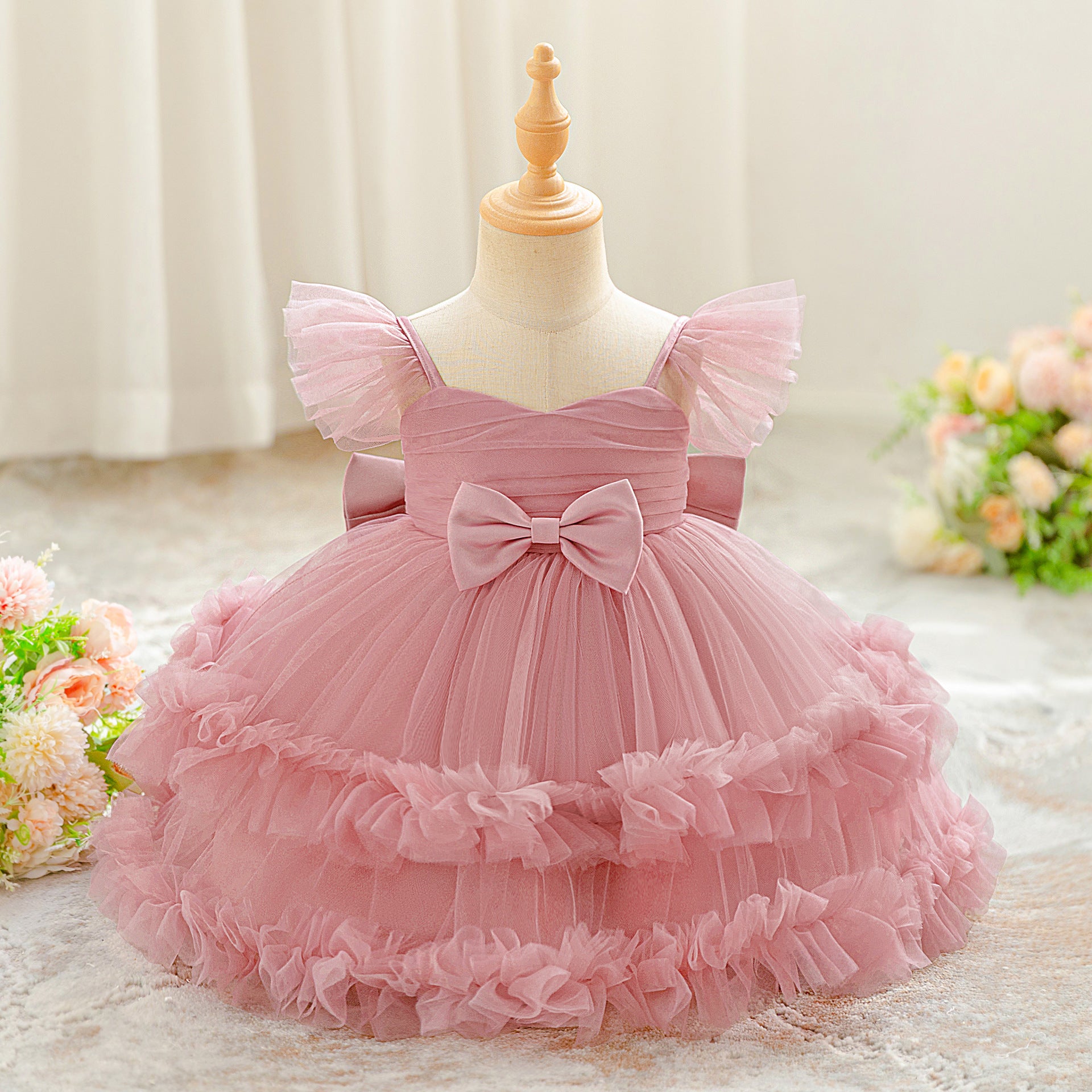 Casual Halter Maxi Tulle Dress for Girls