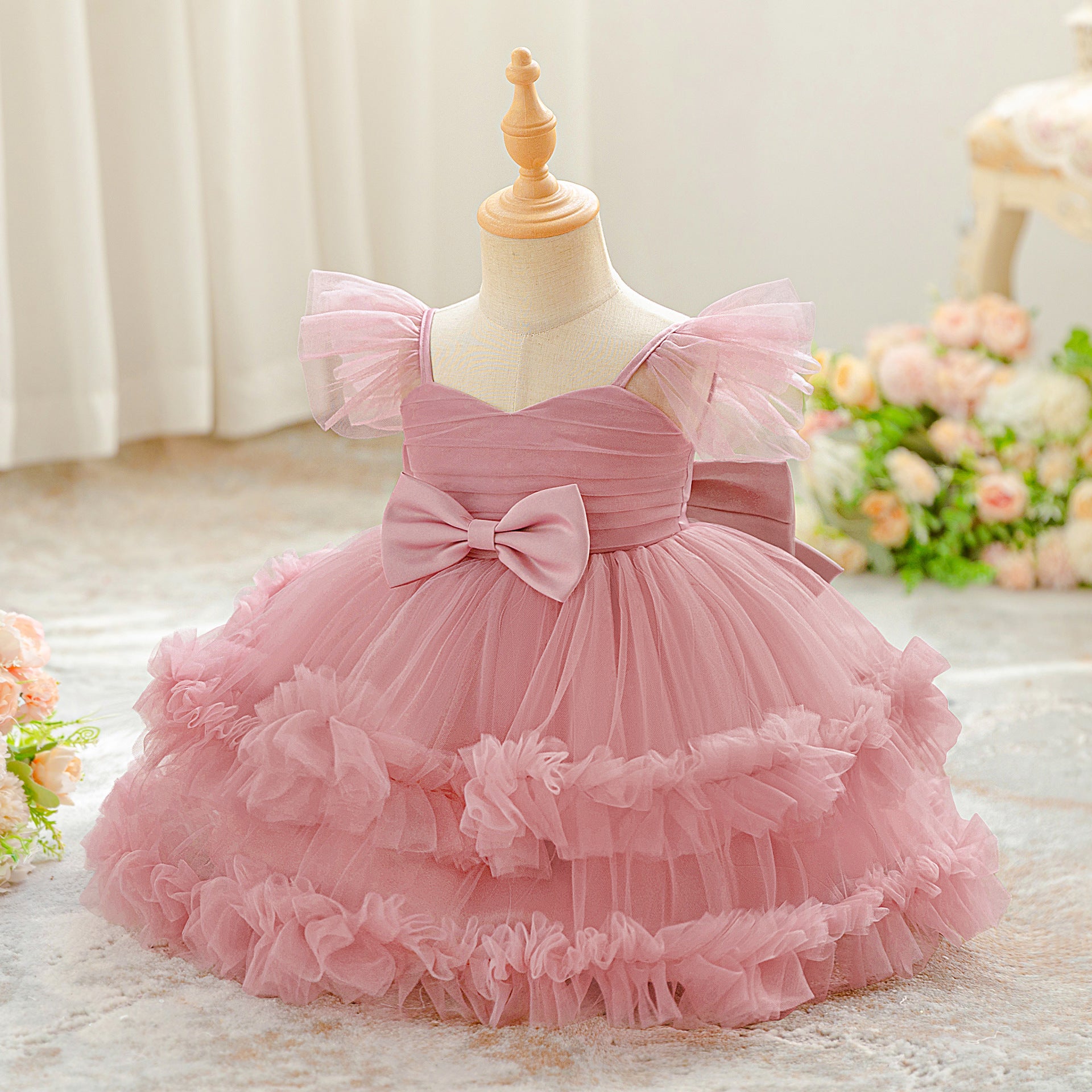 Casual Halter Maxi Tulle Dress for Girls