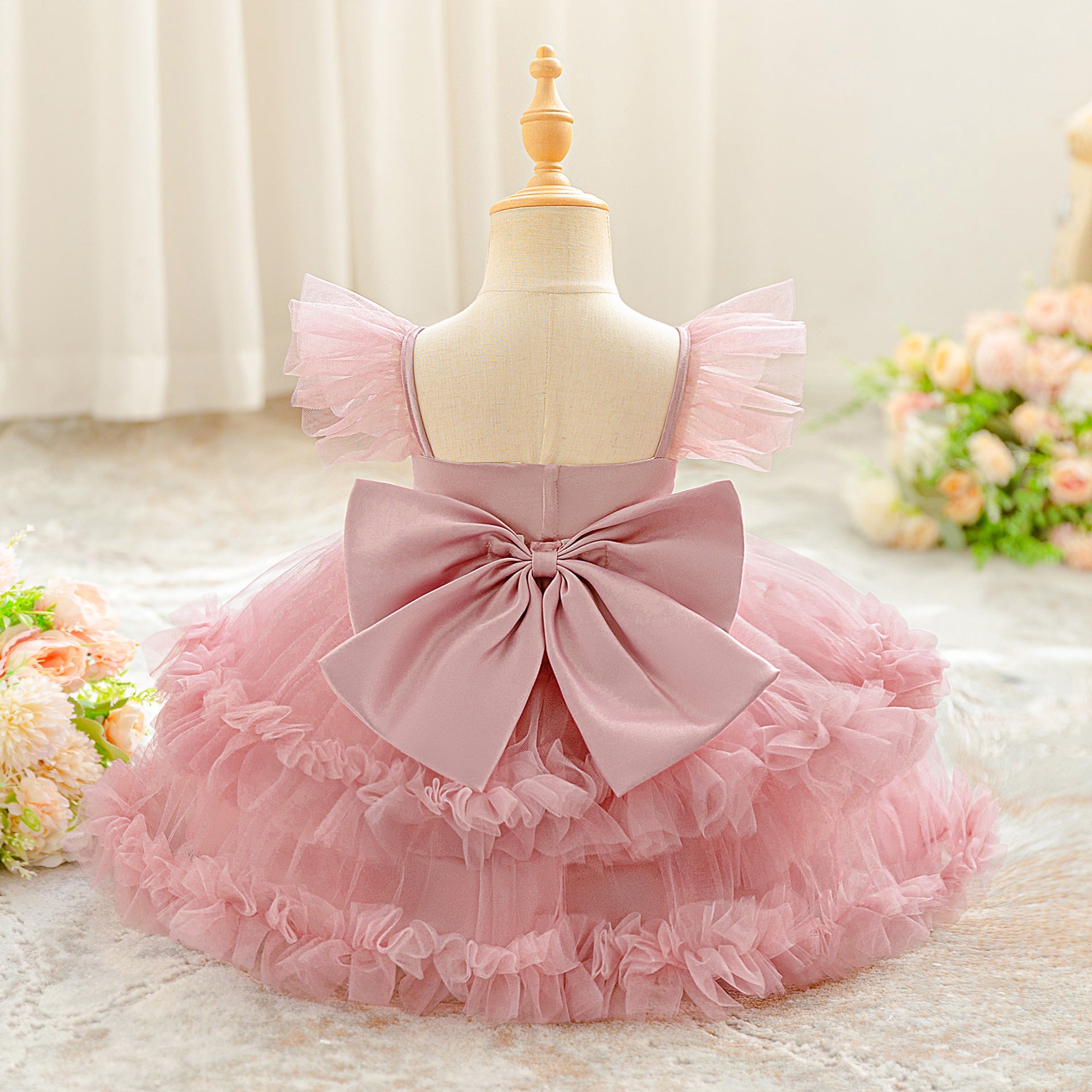 Casual Halter Maxi Tulle Dress for Girls