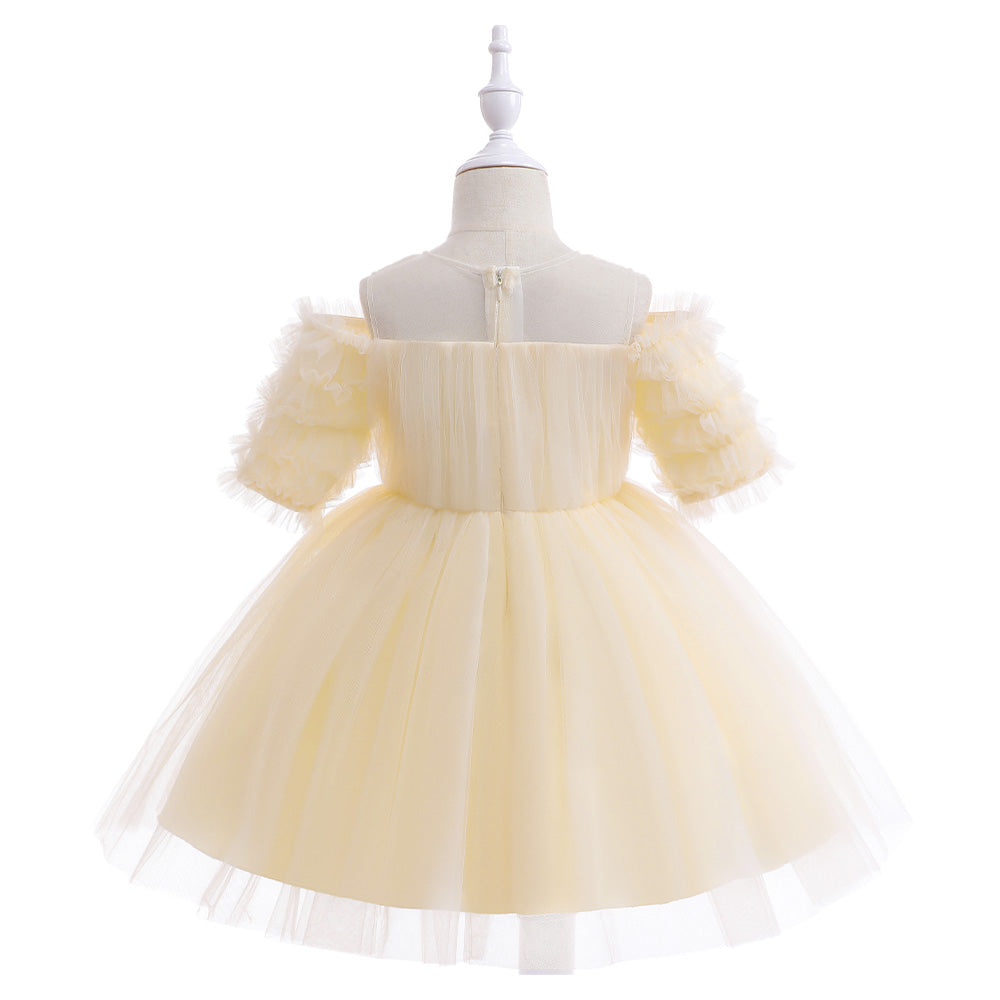 Cute Princess Ball Gown Dress with Pearl Decorations-Birthday Party Dress for Little Girl