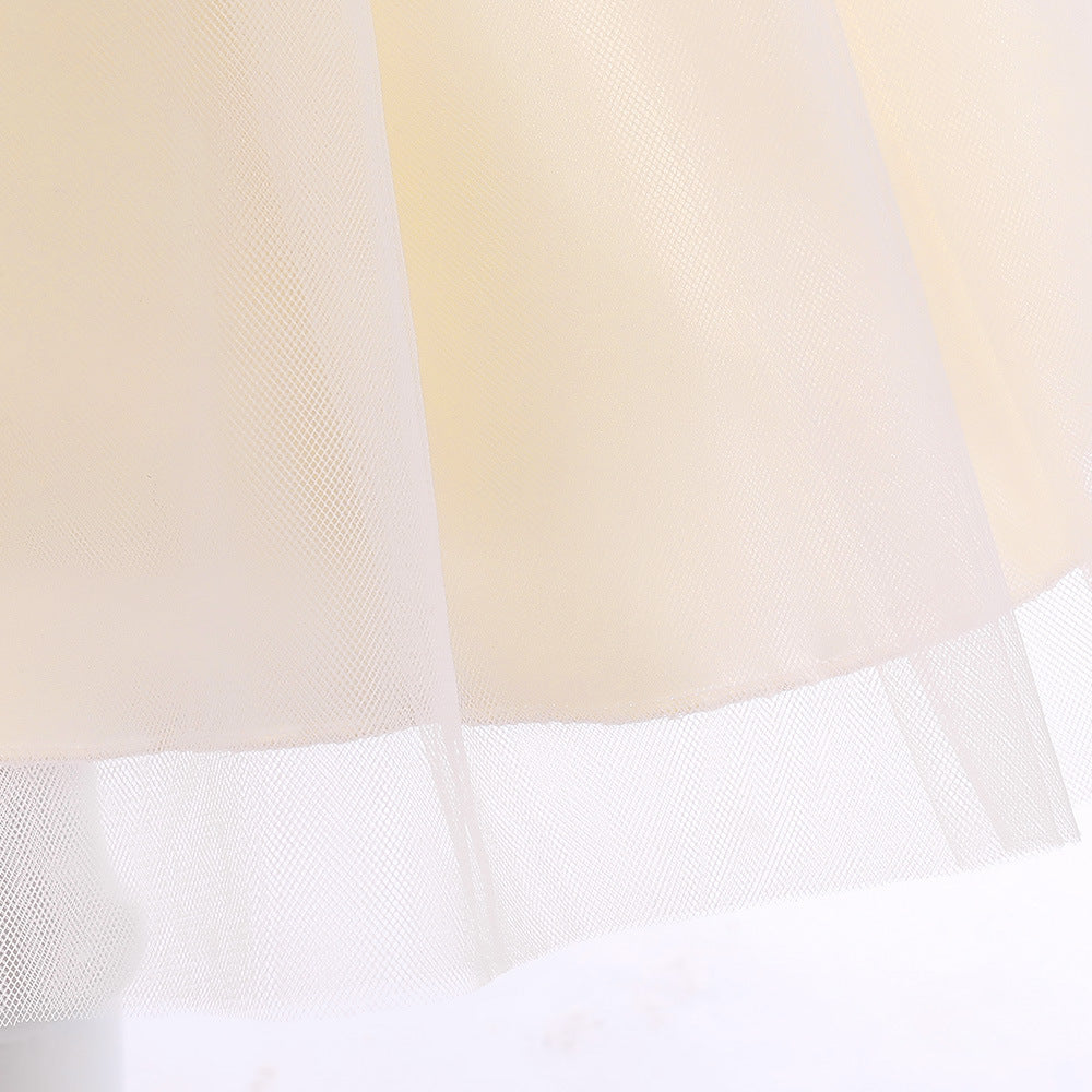 Cute Princess Ball Gown Dress with Pearl Decorations-Birthday Party Dress for Little Girl