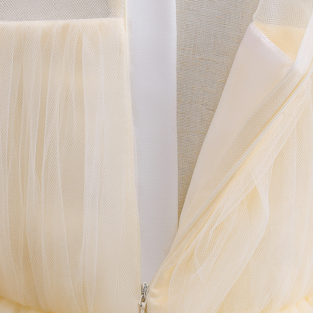 Cute Princess Ball Gown Dress with Pearl Decorations-Birthday Party Dress for Little Girl