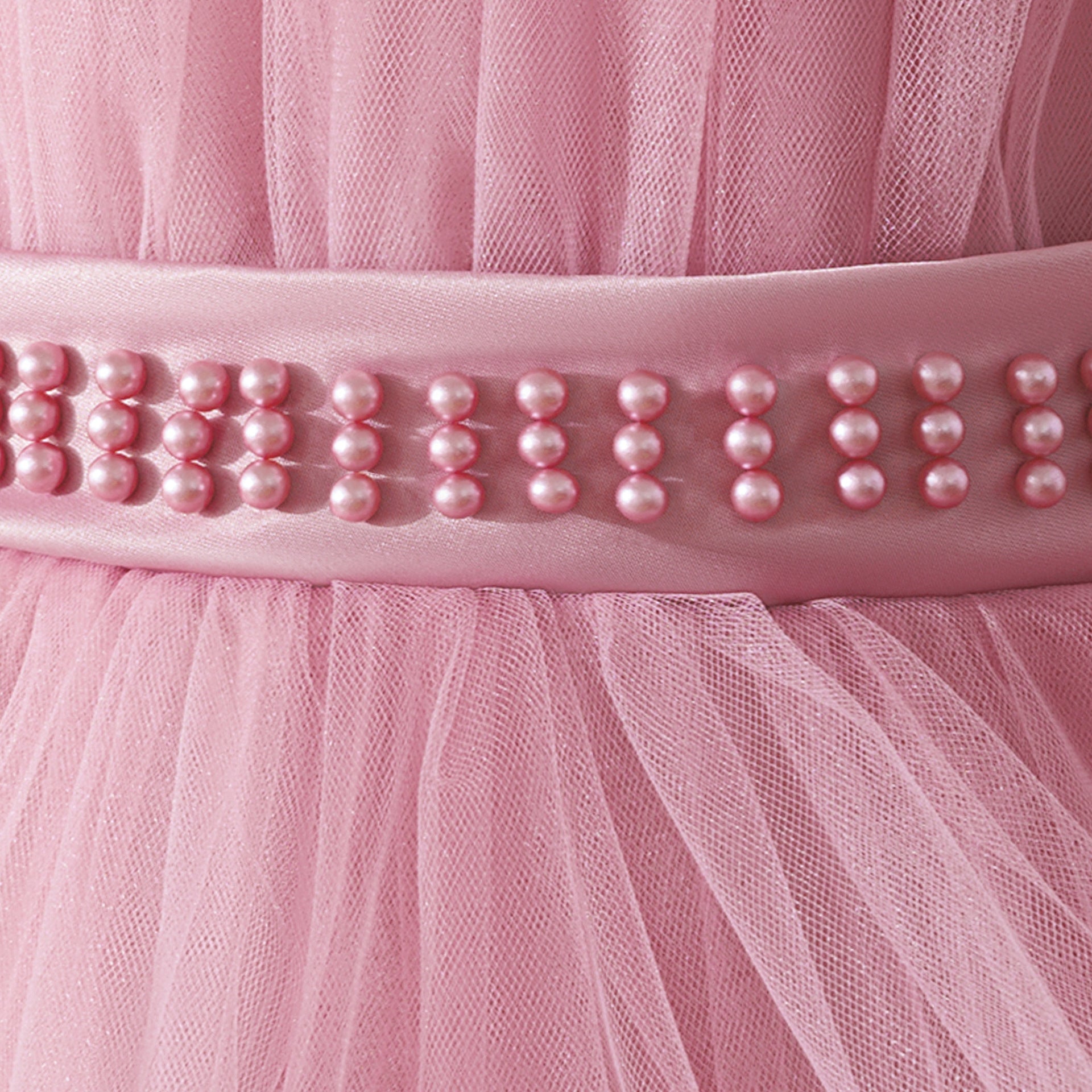 Young Girls' Thick Strap Pleated Mesh Elegant Gown Ball Party Dress, Suitable For Flower Girl, Wedding, Graduation, Prom