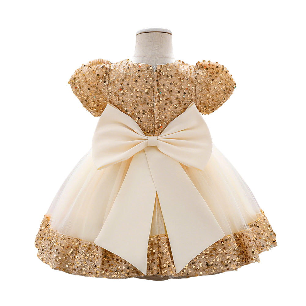 Summer Girls Sequined  Short Sleeve Princess Birthday Party Dress for  Baby