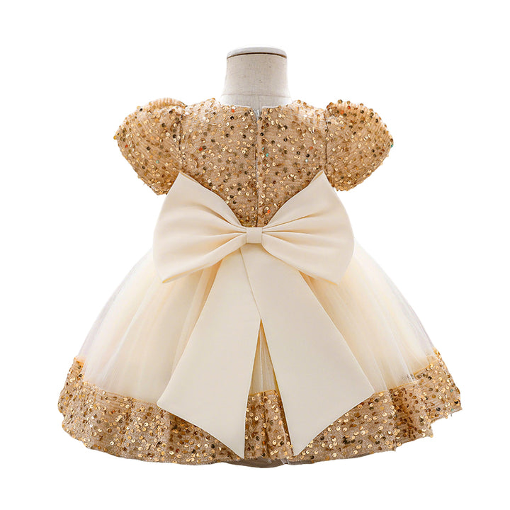 Summer Girls Sequined  Short Sleeve Princess Birthday Party Dress for  Baby