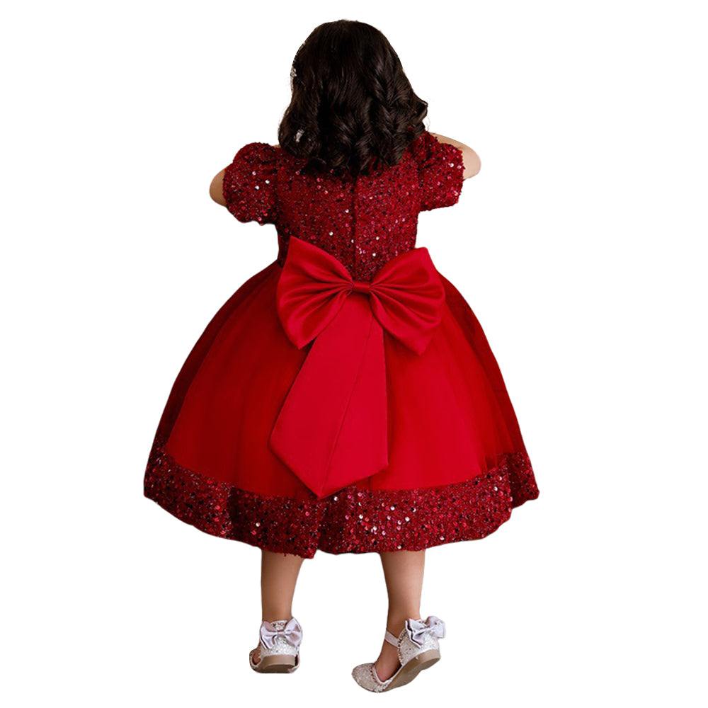 Summer Girls Sequined  Short Sleeve Princess Birthday Party Dress for  Baby