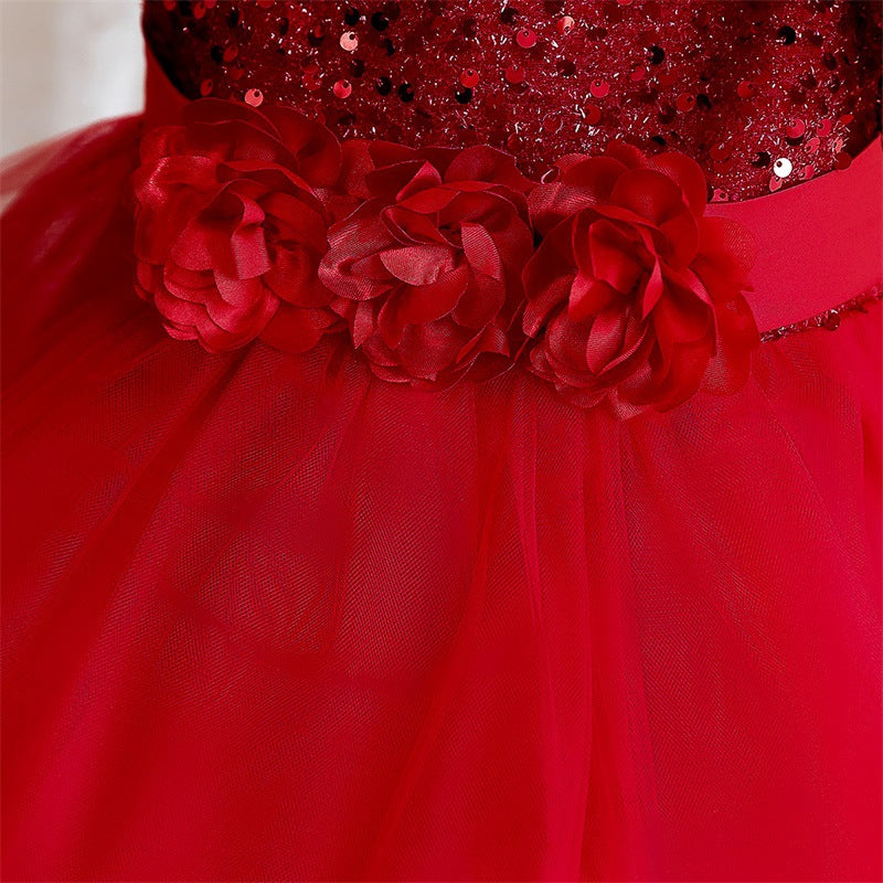 Summer Girls Sequined  Short Sleeve Princess Birthday Party Dress for  Baby