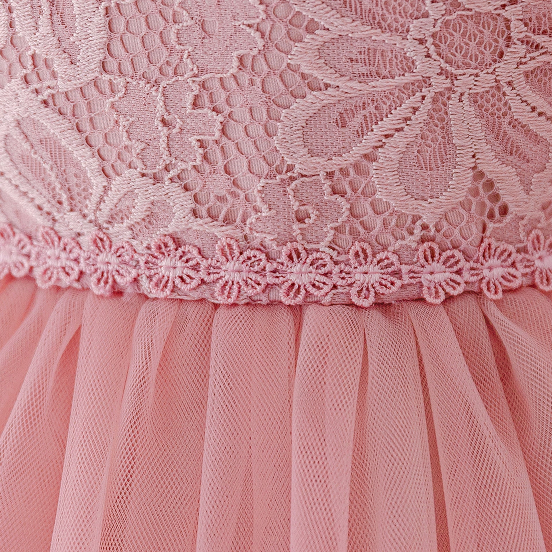 Toddler Princess Girl Dress- Long-sleeved Lace  Performance Pink Dress