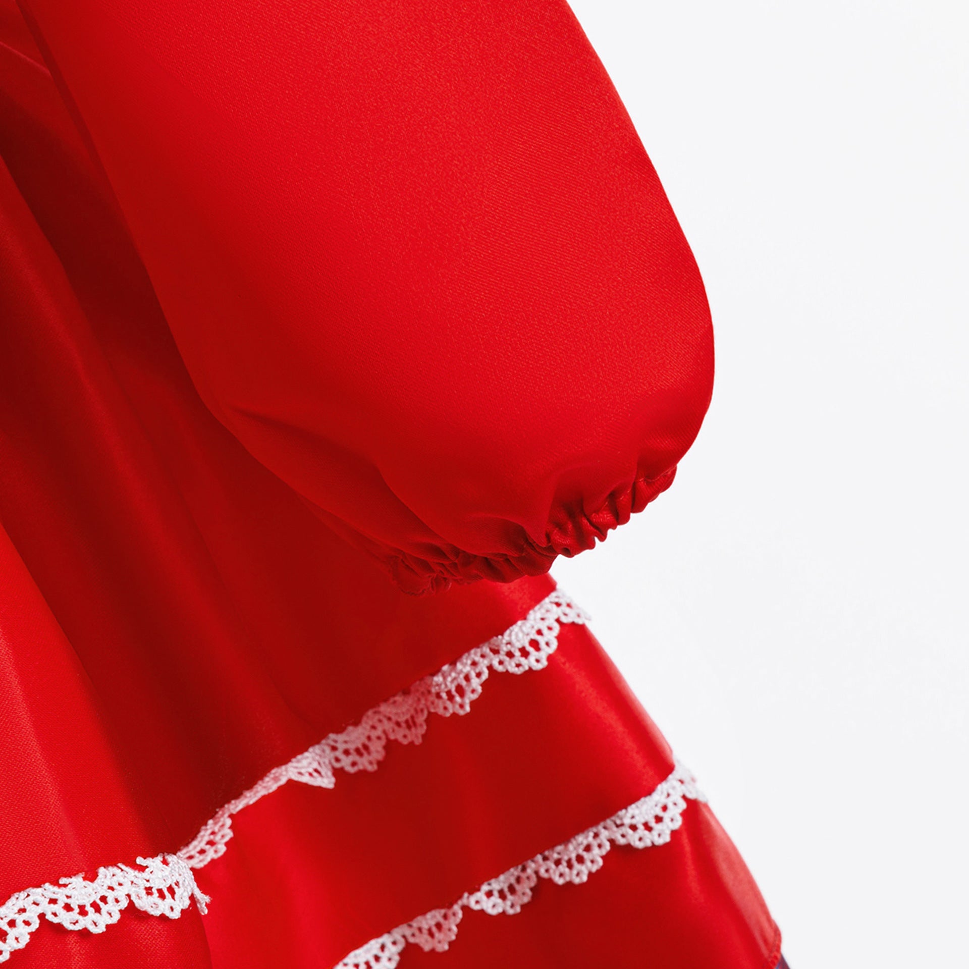 Girl Satin Dress for Baptism and Christmas with O-Neck Collar Print Featuring Bow Decoration