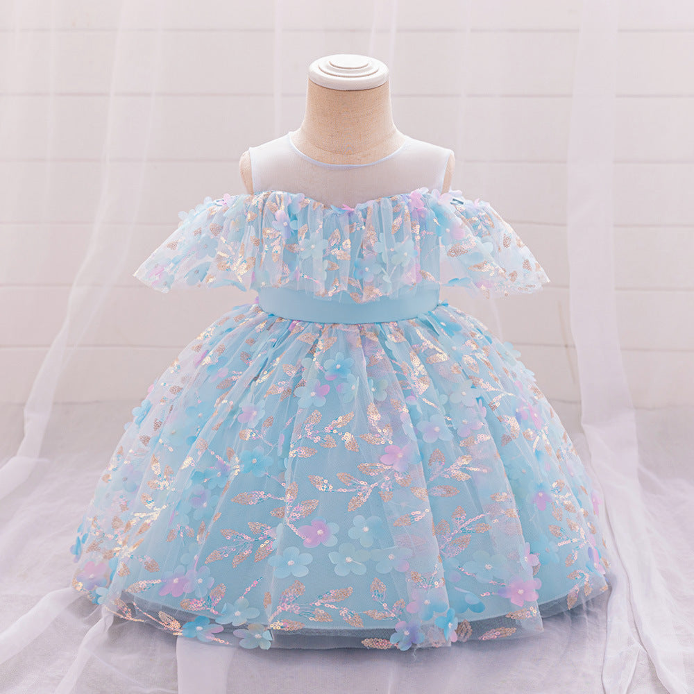 Cute Frock Baby Princess Birthday Party Dress -Toddler Girl Satin Dress