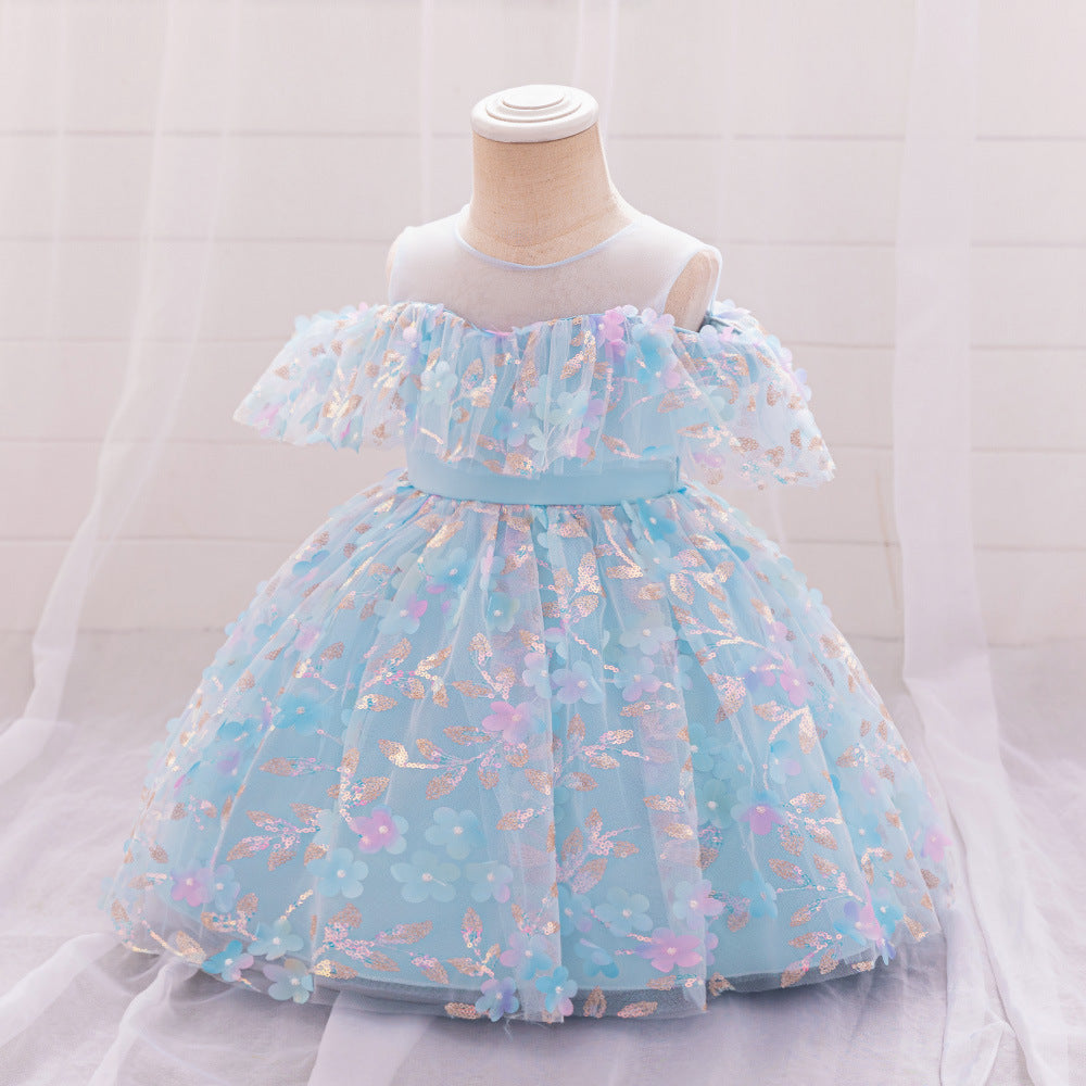 Cute Frock Baby Princess Birthday Party Dress -Toddler Girl Satin Dress